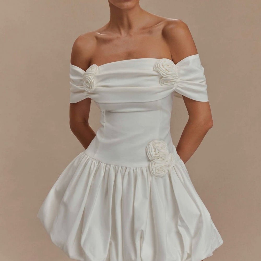 Meshki Giovanna White Dress with Floral Details